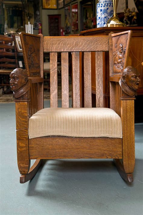 Antique Oak Mission Style Settee And Rocker At 1stdibs