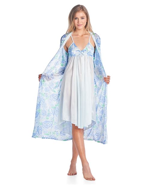 Casual Nights Womens Satin 2 Piece Robe And Nightgown Set