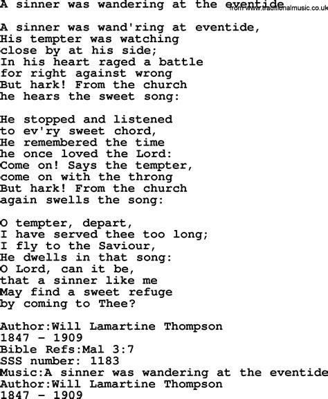 Sacred Songs and Solos complete(words version), Song: A Sinner Was