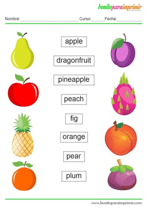 Las Frutas En Ingles Bonito Para Imprimir