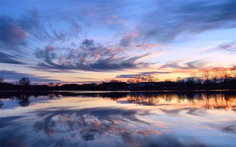 Wallpaper Dusk Tranquil Lake Reflection 2560x1600 Hd Picture Image