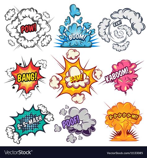Comics Explosion Effects Set Royalty Free Vector Image