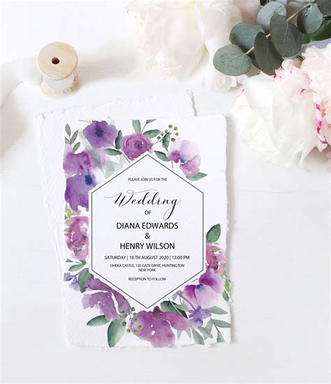 Edit With Templett Diy Template Amethyst Blooms Greenery 4 Templates