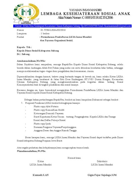 15 Contoh Kop Surat Yayasan Contoh Surat Ide | Images and Photos finder