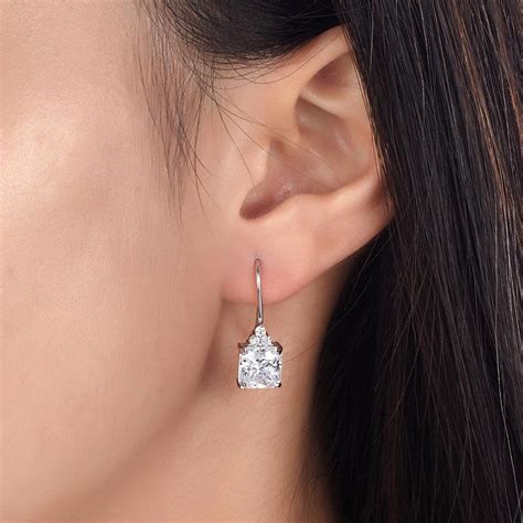 2 Carat Princess Cut Created Diamond Dangle Drop Earrings Ellaphase
