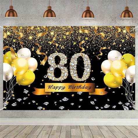 Buy Trgowaul 80th Birthday Party Decoration Extra Large Black Gold
