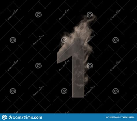 Number 1 Of Dark Smoke Or Fog Isolated On Black Background Artistic