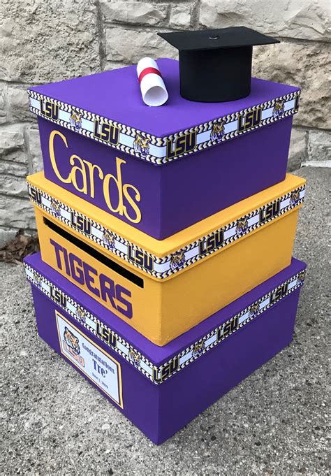 Custom Graduation Card Box 3 Tier Card Holder Square Purple And