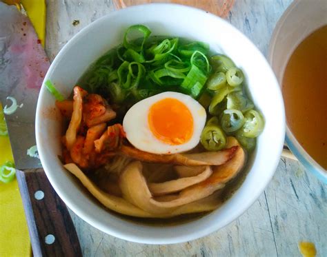 Home Made Spicy Ramen King Oyster Scallion Ramen