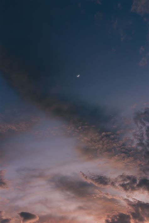 Download Wallpaper 800x1200 Moon Sky Clouds Sunset Night Porous