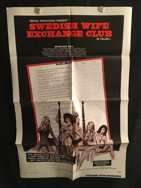Originale 1969 Svedese Moglie Scambio Club One Sheet Movie Poster