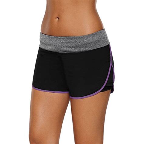 Lookbookstore Womens Piping Trim Wide Elastic Waistband Gym Fit Sport