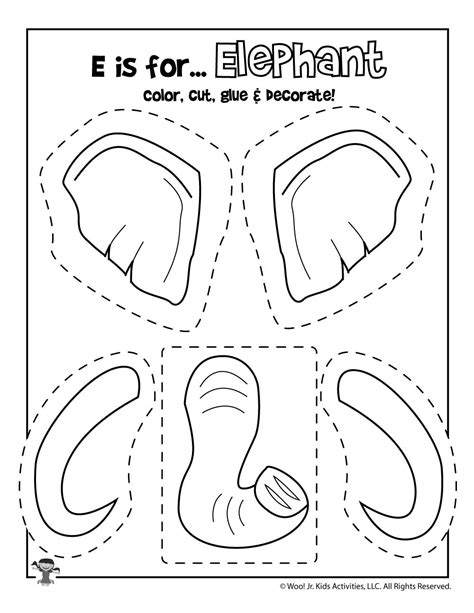 E Is For Elephant Coloring Craft Activity Woo Jr Kids Activities