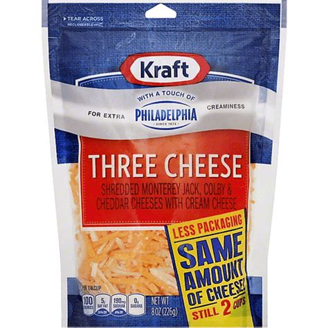 Kraft Natural Cheese Three Cheese Wtouch Of Philadelphia Shredded