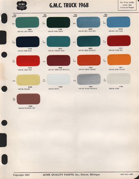 Paint Chips 1968 Gmc