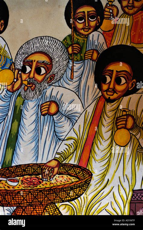 Ethiopian Orthodox Church Fresco Painting With Christian Saint Stock