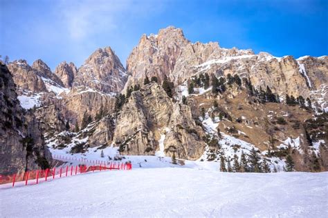 Winter Landscape In Dolomites At Cortina D Ampezzo Ski Resort Italy