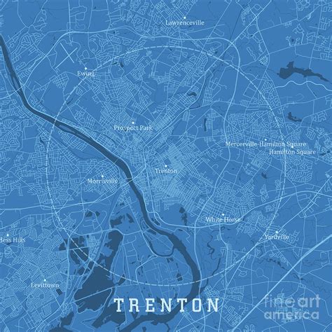 Trenton Nj City Vector Road Map Blue Text Digital Art By Frank Ramspott