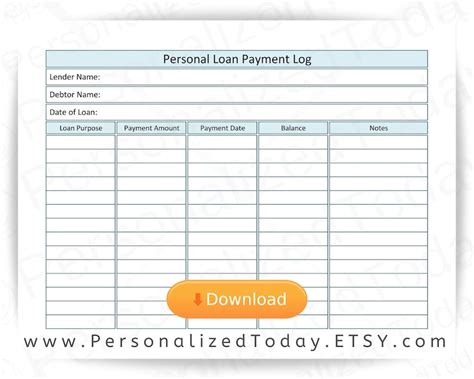 Loan Payment Book Template