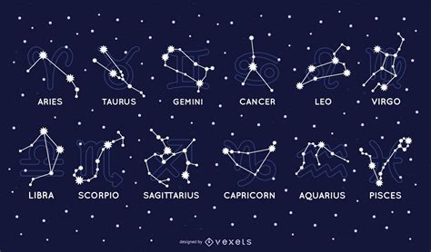 Descarga Vector De Conjunto De Constelaciones Del Zodiaco