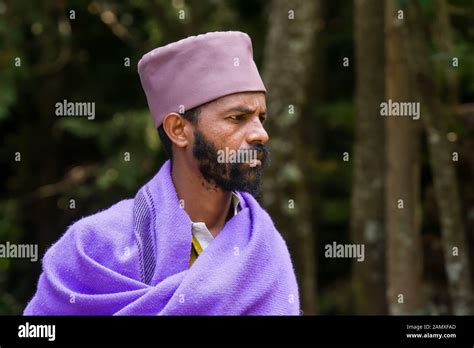 Portrait Of Ethiopian Monk Outside Kebran Gabriel Monastery Kebran