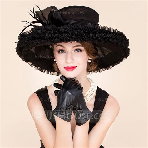 ladies glamourous organza with feather floppy hats kentucky derby hats tea party hats
