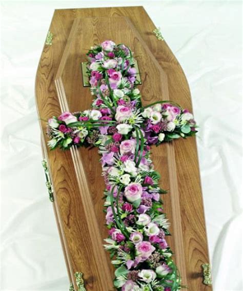 Floral Funeral Cross Violets Flowers
