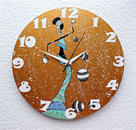 Africa Clock African Woman Painting Hand Painted Wall Clock Etsy
