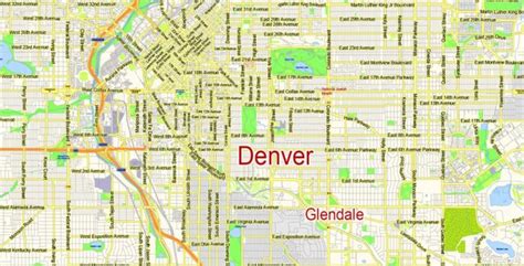Denver Map Pdf Vector Colorado Us Exact City Plan Scale 157789 Full