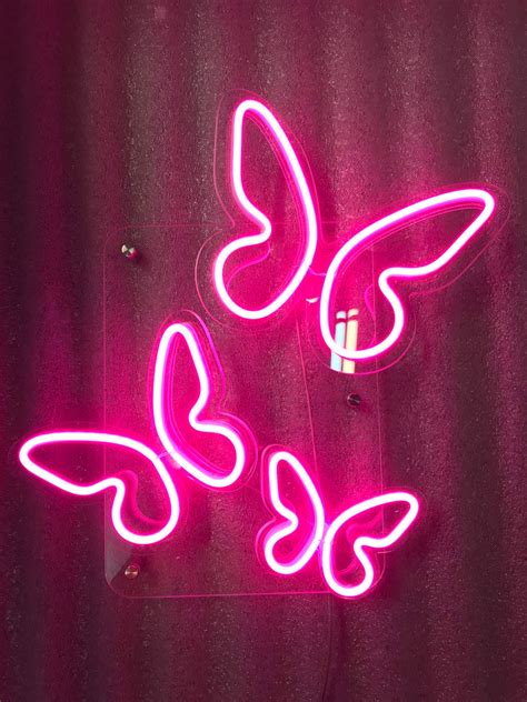Butterfly Pink Neon Sign 3d Neon Lights Neon Pink Lamp For Etsy
