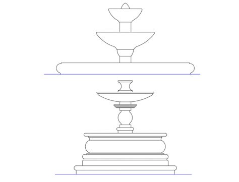 Fountain Plan Elevation And Isometric Detail In Auto Cad File Cadbull