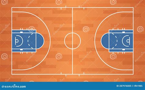 A Basketball Court Top View Colorful Design Stock Illustration