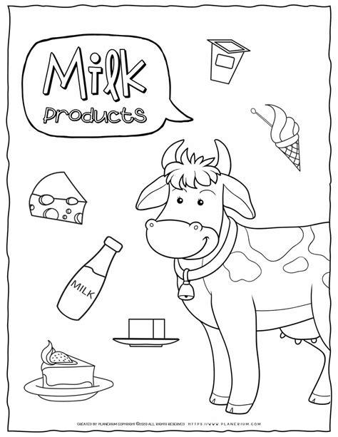 Food Coloring Page Milk Products Planerium