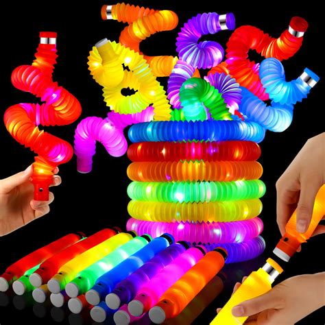 Buy 7 Pack Glow Sticks Party Favors Light Up Pop Tube Sensory Fidget Toy Glow In The Dark