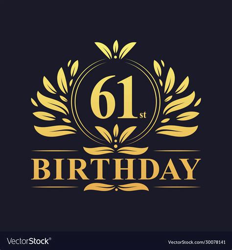 Luxury 61st Birthday Logo 61 Years Celebration Vector Image