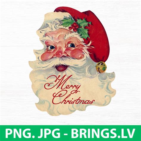 Red Santa Claus Christmas Vintage Clip Art Graphic Image Sublimation