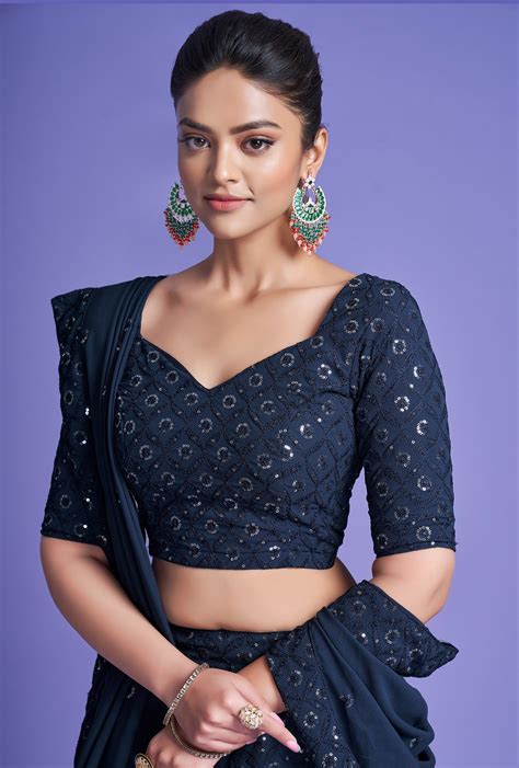 Teal Blue Diamond Georgette Sequins Work Bridesmaid Lehenga-SV6604 in