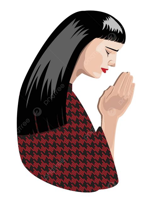 Praying Woman Sad Depressed Spiritual Vector Sad Depressed Spiritual