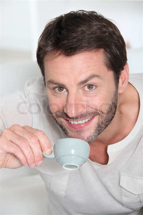 Man Drinking Coffee Stock Image Colourbox