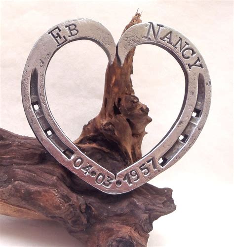 Steel wedding anniversary gifts for her uk. Horseshoe heart, Personalised, Blacksmith Forged, Iron ...