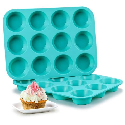 Silicone Muffin Pan Set Cupcake Pans 12 Cups Silicone Baking Molds