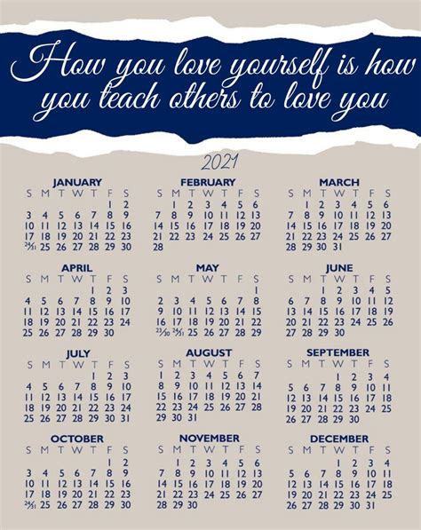 Create your own monthly calendar with holidays and events. Inspirational 2021 Calendar With Quotes, Sayings ...