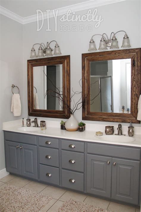 Wood bathroom cabinets are the easiest to paint. Painted Bathroom Cabinets Gray and Brown Color Scheme ...