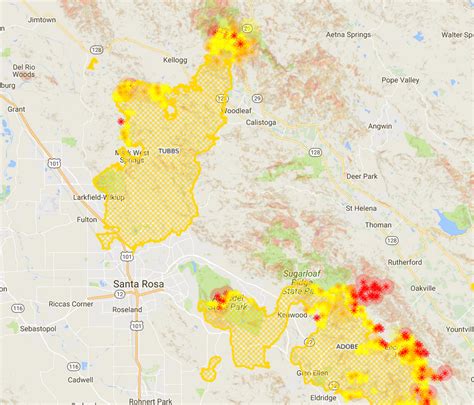 Santa Rosa Fire Map Latest Tubbs Burn And Damage Locations