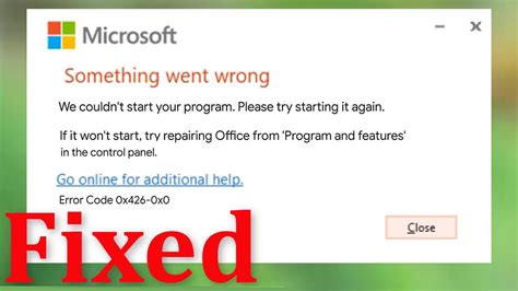 Microsoft Office Something Went Wrong Error Code 0x426 0x0 We