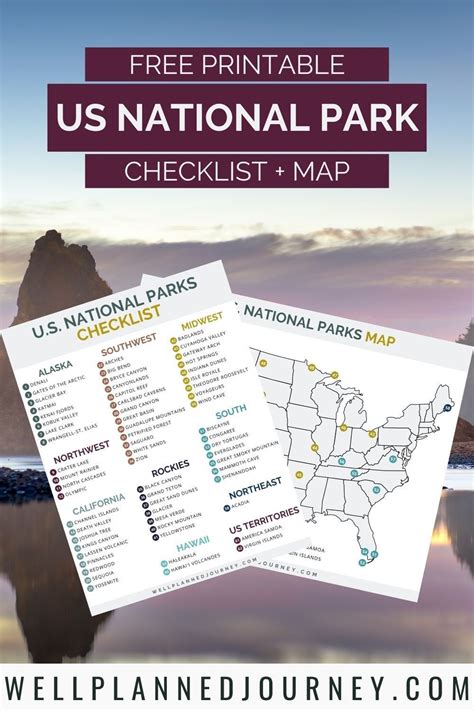 Get The Free Printable National Park Checklist National Park Map