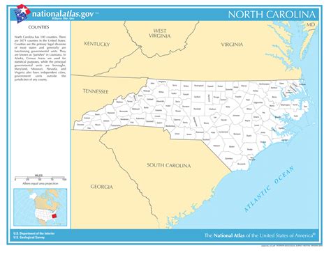 Of environment, health, and natural resources, division of land resources, nc geological survey, in water polygons that are generated when standard state base map is used. North Carolina State Counties Laminated Wall Map - US