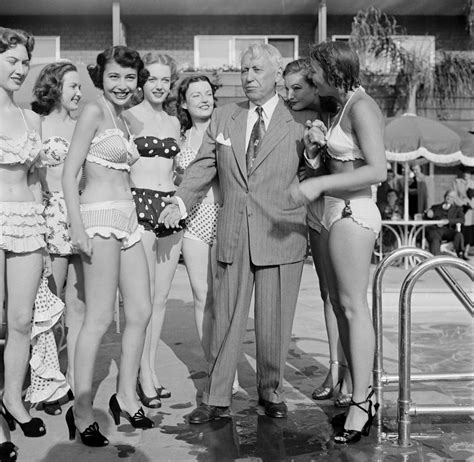 Director Mack Sennett Posing With His Sennett Bathing Beauties In Los