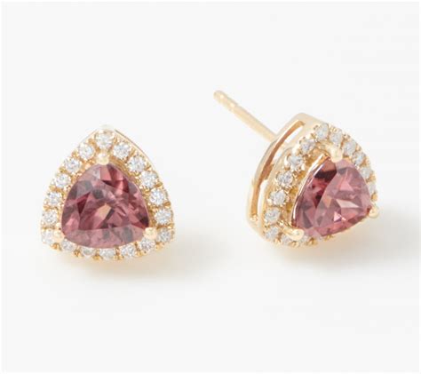 Trillion Cut Pink Zircon Diamond Stud Earrings Cttw K Gold