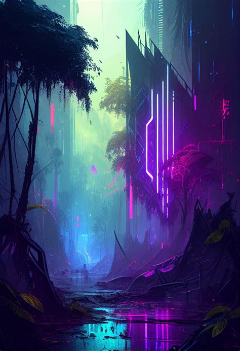 Artstation Cyberpunk Forest Art